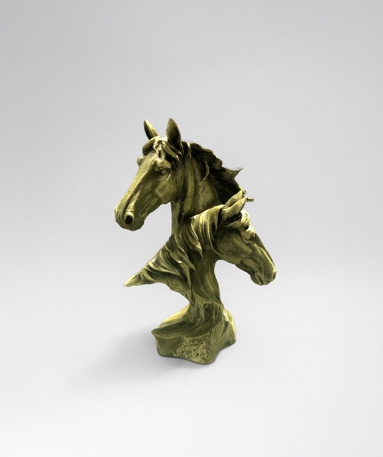 At Büstü 2 At Büstü 2’li dekoratif heykel seti – el boyaması zarif at figürleri, Luce di Cometa tasarımı.