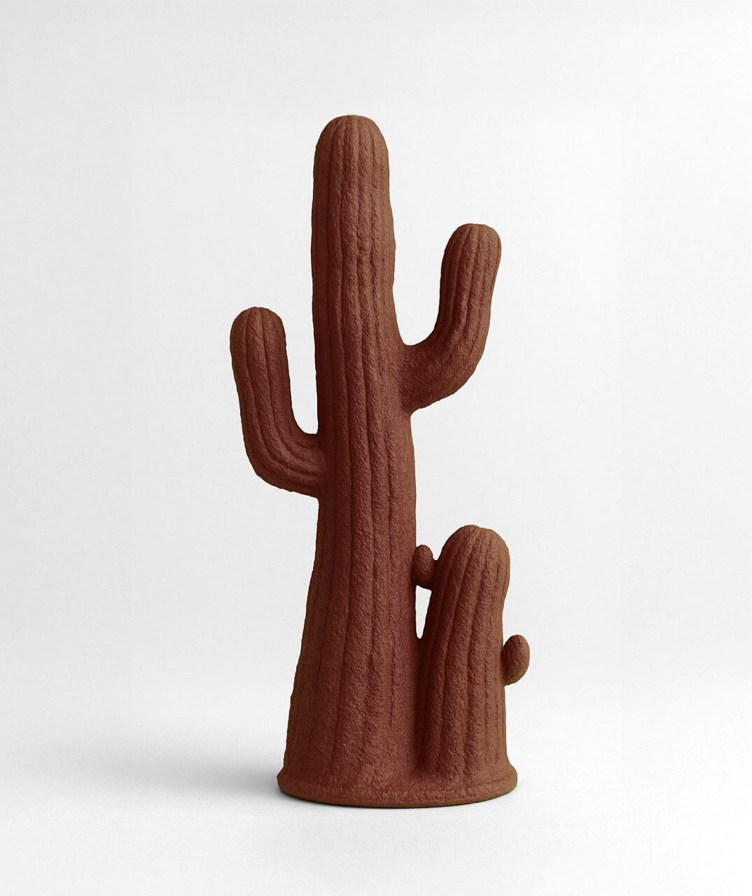 Büyük Büyük İkili Kaktüs Kahverengi Büyük İkili Kaktüs heykeli – el boyaması dekoratif obje, modern iç mekan bitki figürü, doğadan ilham alan tasarım