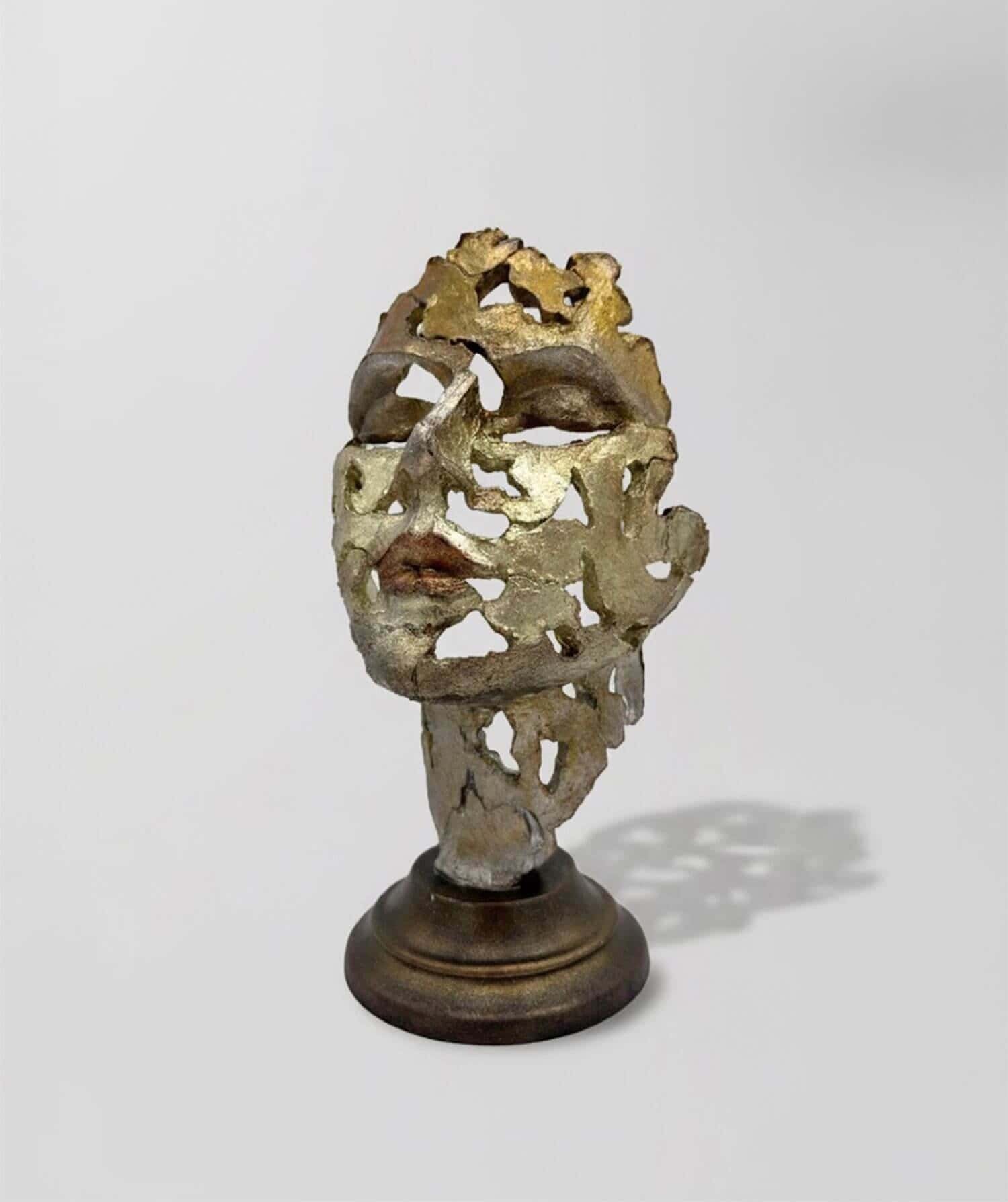 Soyut Kadın Mask Kenar detaylı, sanat ve heykelcilik ile ilgilenenler için özgün sanat eseri, yüz figürü, modern dekorasyon, Luce di Cometa.